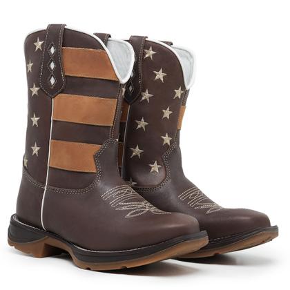 Imagem de Bota Texana Sola Jump em Couro Bordada Bico Quadrado Country Masculina