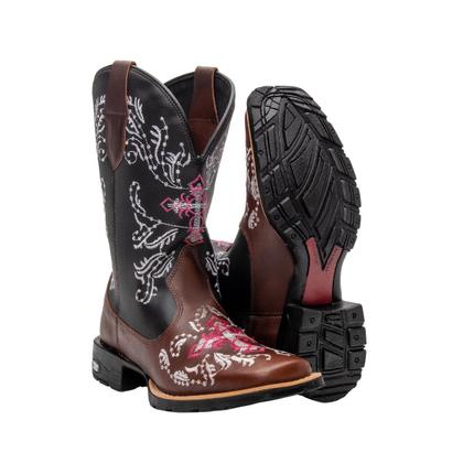 Imagem de Bota Texana Western Feminina Texas Gold Bordado Rosa 10000