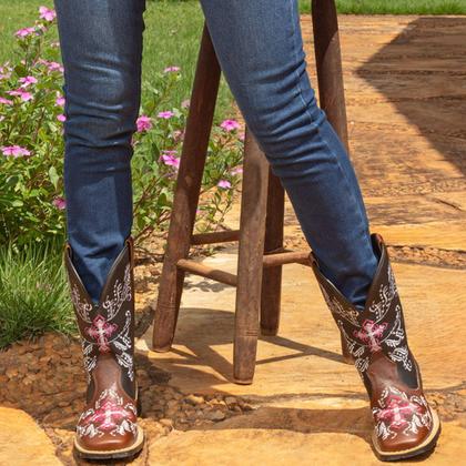 Imagem de Bota Texana Western Feminina Texas Gold Bordado Rosa 10000