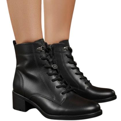 Imagem de Bota Via Marte Urban Lace Up Salto Bloco Preta