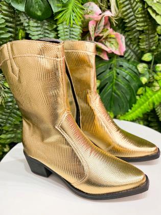 Imagem de Bota Western Dourada Metalizada Feminina