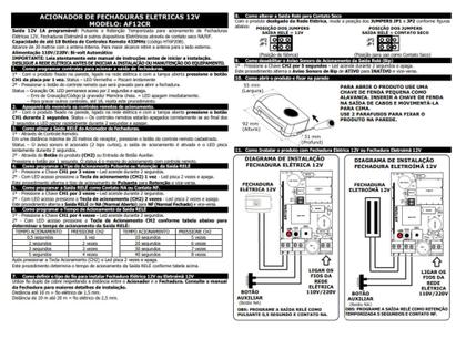 Imagem de Botão Acionador Fechadura Elétrica C/ 1 Controle Remoto 433 Agl