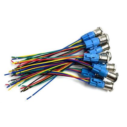 Imagem de Botão De Pressão Metálico À Prova d'Água 12V, Pacote Com 5, 16mm 19mm 22mm, Com Luz LED E Conector
