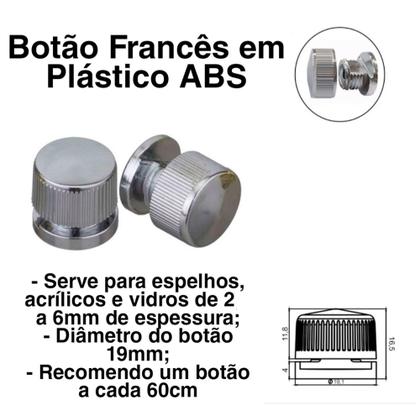Imagem de Botão Francês Kit 04 Unidades, Parafuso Finesson ou Suporte para Espelho de Parede