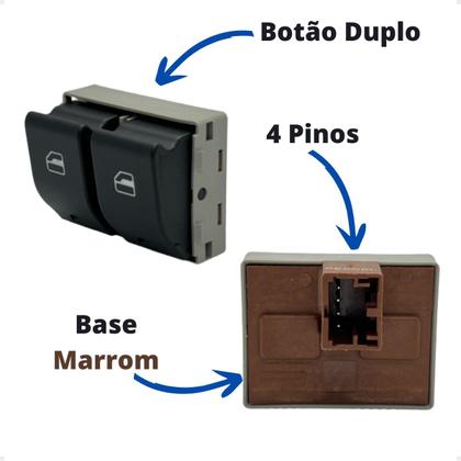 Imagem de Botão Interruptor Vidro Elétrico Gol G4 G5 G6 - Duplo Marrom