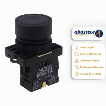 Imagem de botão pulsador faceado 22mm 1na p20afr-b-1a metaltex