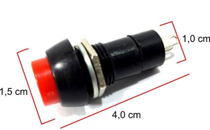 Imagem de Botão Tic Tac Preto e Vermelho On Off 2T Com Trava 10 Botões