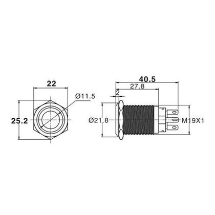 Imagem de Botão Universal Liga Desliga 12/24v Led Inox 19mm Com Trava