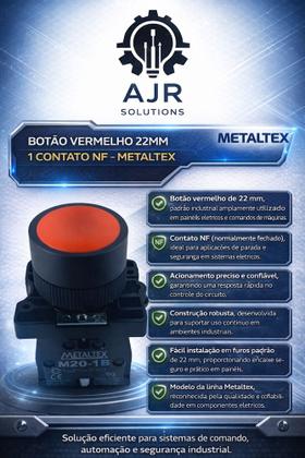 Imagem de Botão Vermelho 22mm 1 Contato Nf - Metaltex