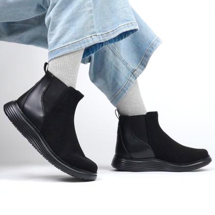 Imagem de Botas CENNID Chelsea ortopédicas impermeáveis femininas pretas 8,5