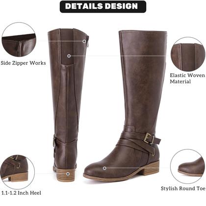 Imagem de Botas de cano alto Ruiee 231113 Brown PU para mulheres tamanho 10