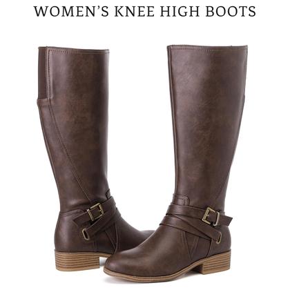Imagem de Botas de cano alto Ruiee 231113 Brown PU para mulheres tamanho 10