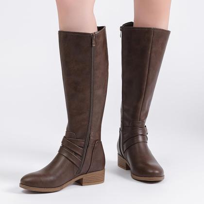 Imagem de Botas de cano alto Ruiee 231113 Brown PU para mulheres tamanho 10