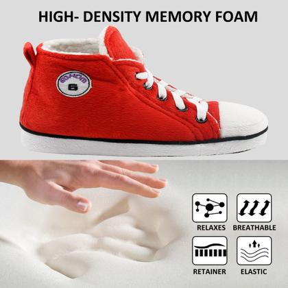 Imagem de Botas de chinelo Gohom Fuzzy para homens, quentes, inverno, vermelhas e pretas