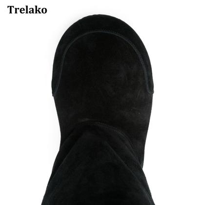 Imagem de Botas de neve Trelako Suede Platform para mulheres com pele de inverno
