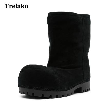 Imagem de Botas de neve Trelako Suede Platform para mulheres com pele de inverno