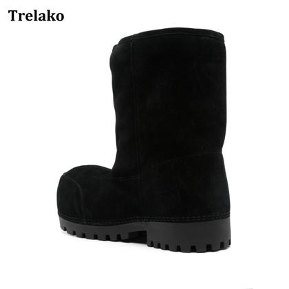 Imagem de Botas de neve Trelako Suede Platform para mulheres com pele de inverno