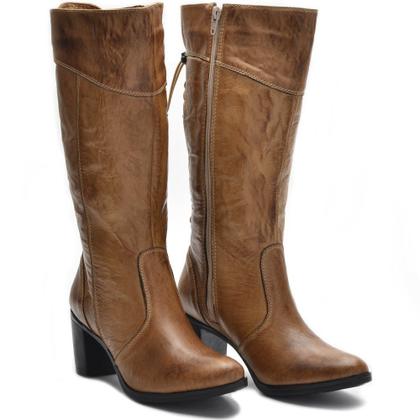 Imagem de Botas Femininas Cano Médio Salto Grosso 2000/03 Caramelo