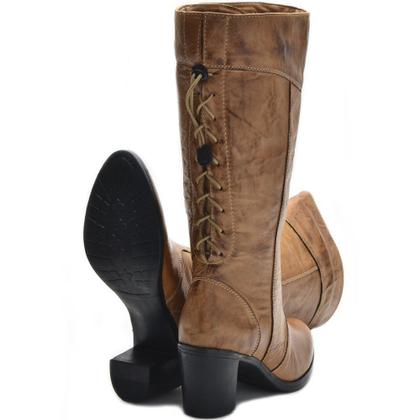 Imagem de Botas Femininas Cano Médio Salto Grosso 2000/03 Caramelo