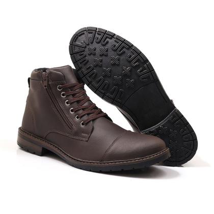 Imagem de Botas Masculinas Casual Com Carteira e Cinto Coturno Cano Baixo Confortável Com Zíper