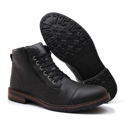 Imagem de Botas Masculinas Casual Com Carteira e Cinto Coturno Cano Baixo Confortável Com Zíper
