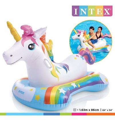 Imagem de Bote Boia Infantil Unicórnio Inflável Intex - 57552NP