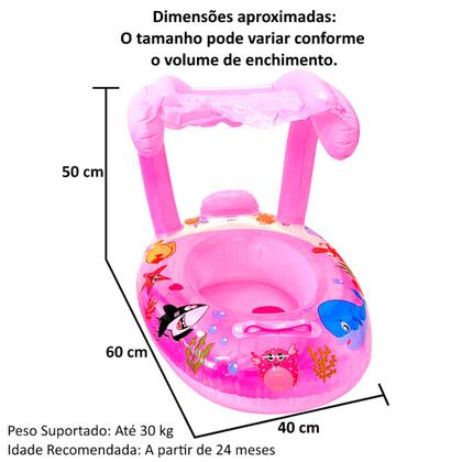 Imagem de Bote Fralda Boia p/ Bebês com Cobertura á partir 24m Rosa