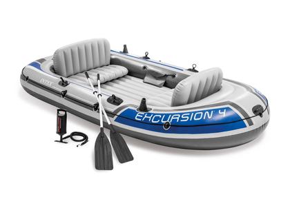 Imagem de Bote Inflável Intex Excursion 4 Pessoas Par de Remos Bomba de Inflar 68324 com SUPORTE DE MOTOR