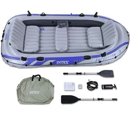 Imagem de Bote Inflável Intex Excursion 5 C/ Suporte Motor Remos Barco