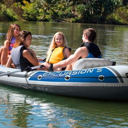 Imagem de Bote Inflável Intex Excursion 5 Remos Bomba Capota Suporte Motor