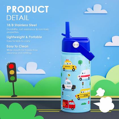Imagem de Botella de agua para niños SANDJEST 355ml con pajilla de acero inoxidable