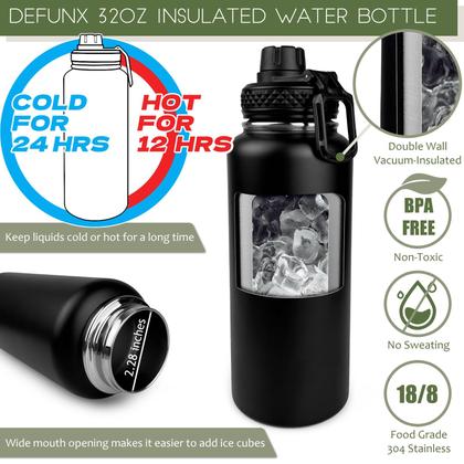 Imagem de Botella DEFUNX 0.95L Acero Inoxidable Aislada con Funda Negra