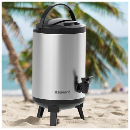 Imagem de Botijão Garrafa Termica Inox 4L Com Pé Alça Torneirinha Preto Bebida Soprano