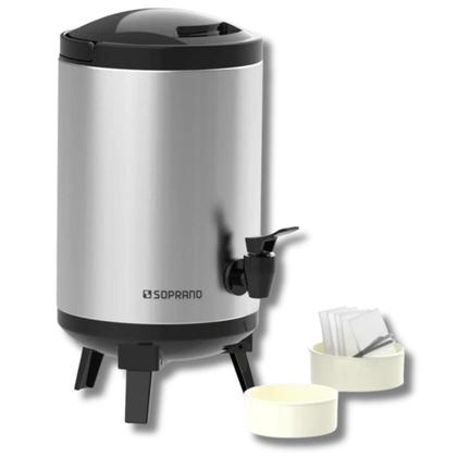 Imagem de Botijão Garrafa Termica Inox 4L Com Pé Alça Torneirinha Preto Bebida Soprano