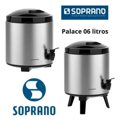 Imagem de Botijão Térmico Soprano Palace 6 Litros Aço Inox C/ Torneira