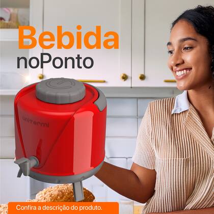 Imagem de Botijão Térmico Unitermi 5 Litros Com Torneira Vermelha Térmica Para Café Chá e Sucos