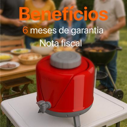 Imagem de Botijão Térmico Unitermi 5 Litros Com Torneira Vermelha Térmica Para Café Chá e Sucos