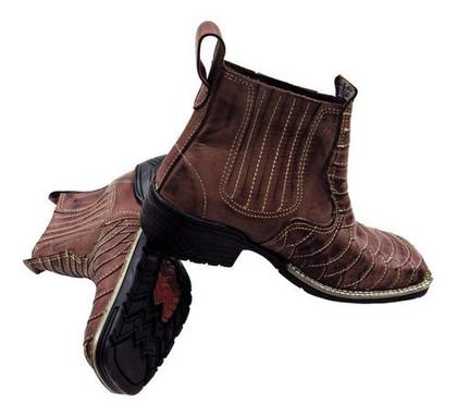 Imagem de Botina Bota Country Escamada Marrom Café Cowboy Bico Quadrado