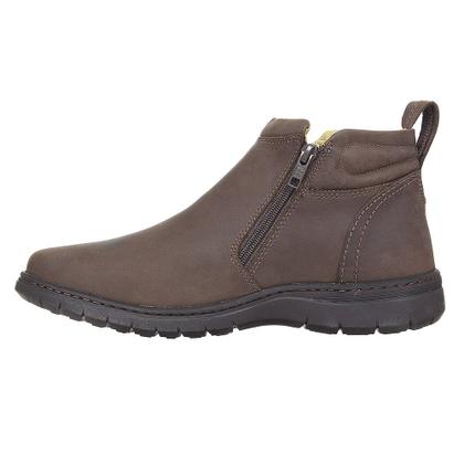 Imagem de Botina Couro Masculina Bico Redondo Marrom Zebu 31113