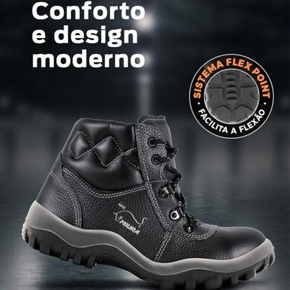 Imagem de Botina Gran Luxo Preta Com Biqueira Plástica (4855GL/EL/IP) - Safetline