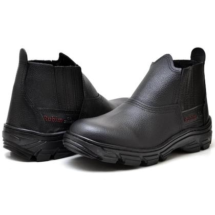Imagem de Botina Masculina Couro Elástico Liso Conforto Macio Trabalho