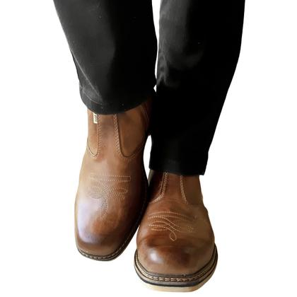 Imagem de Botina Rústica Masculina F1000 Com Elásticos Laterais Confortável Macio Artesenal Resistente Casual