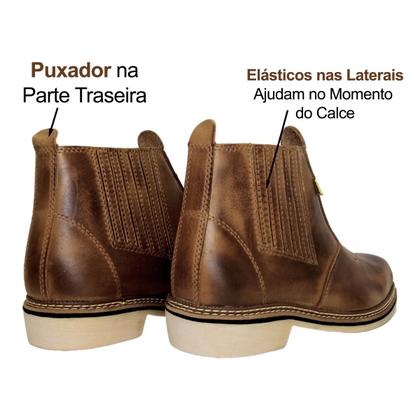 Imagem de Botina Rústica Masculina F1000 Com Elásticos Laterais Confortável Macio Artesenal Resistente Casual
