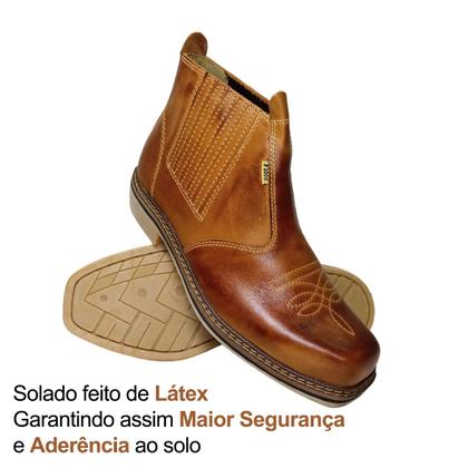 Imagem de Botina Rústica Masculina F1000 Com Elásticos Laterais Confortável Macio Artesenal Resistente Casual