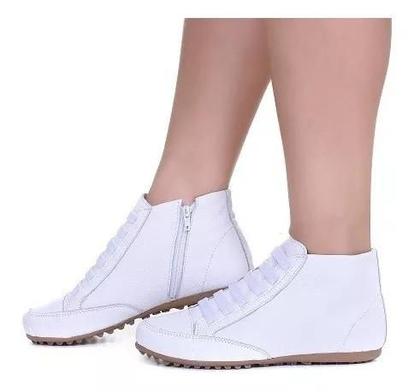 Imagem de Botinha Casual Feminina Rasteira de Ajuste Elástico e Zíper Confortável Para o Seu Dia a Dia