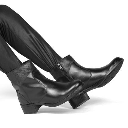 Imagem de Botinha Coturno Feminina Lisa Com Zíper Preto e Marrom (SL6031)