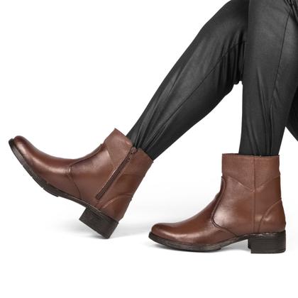 Imagem de Botinha Coturno Feminina Lisa Com Zíper Preto e Marrom (SL6031)