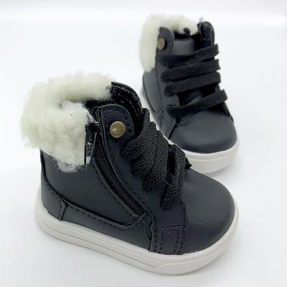 Imagem de Botinha Sapatinho Infantil Unissex Com Pelinhos Preto