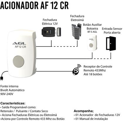 Imagem de Botoeira AGL Af12Cr com Receptor para Controle Remoto
