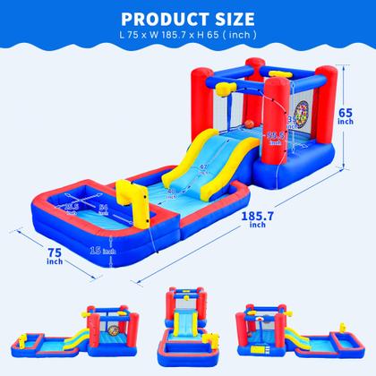 Imagem de Bounce House inflável WELLFUNTIME com toboágua e piscina